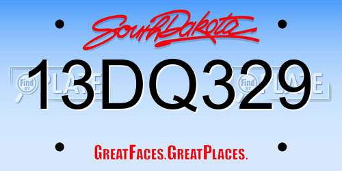 13DQ329 South Dakota License Plate
