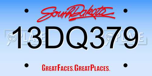13DQ379 South Dakota License Plate