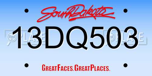 13DQ503 South Dakota License Plate