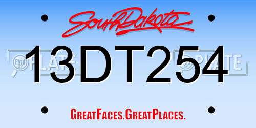 13DT254 South Dakota License Plate