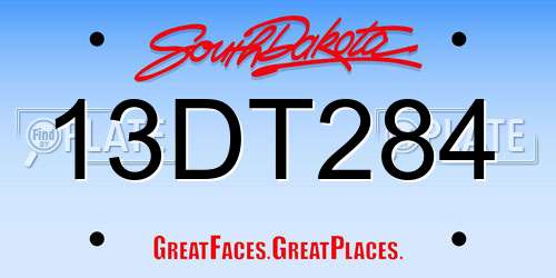 13DT284 South Dakota License Plate
