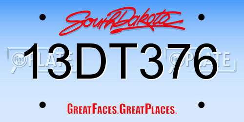 13DT376 South Dakota License Plate