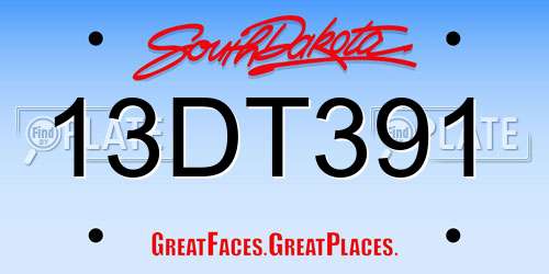 13DT391 South Dakota License Plate