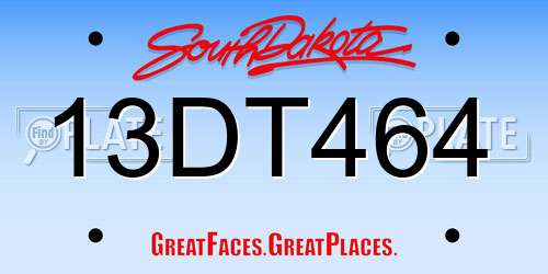 13DT464 South Dakota License Plate