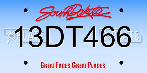 13DT466 South Dakota License Plate