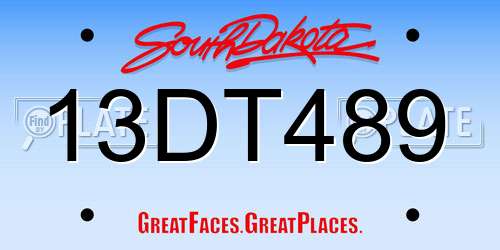 13DT489 South Dakota License Plate