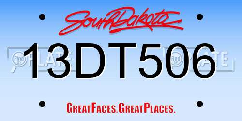 13DT506 South Dakota License Plate
