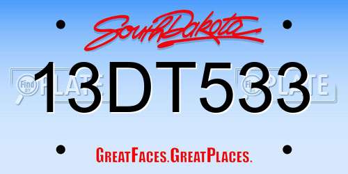 13DT533 South Dakota License Plate