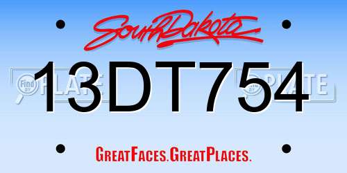 13DT754 South Dakota License Plate