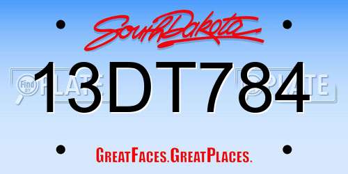 13DT784 South Dakota License Plate