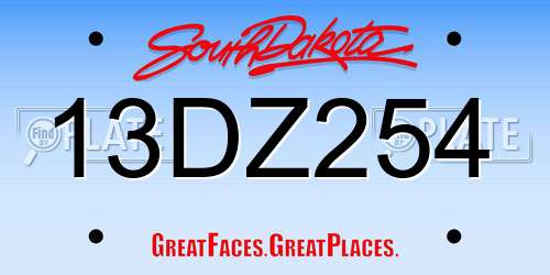 13DZ254 South Dakota License Plate