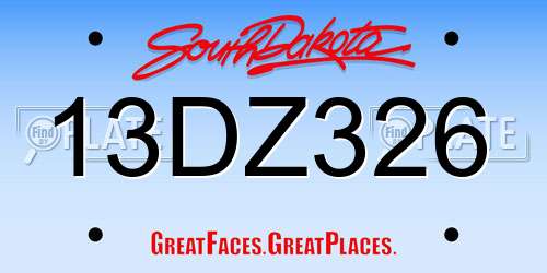 13DZ326 South Dakota License Plate