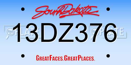 13DZ376 South Dakota License Plate
