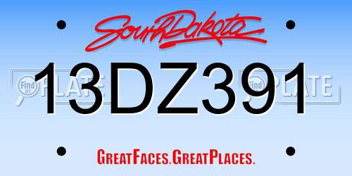 13DZ391 South Dakota License Plate
