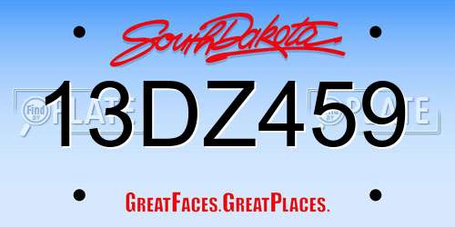 13DZ459 South Dakota License Plate