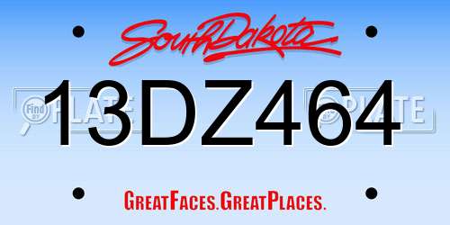 13DZ464 South Dakota License Plate