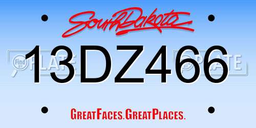 13DZ466 South Dakota License Plate
