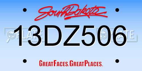 13DZ506 South Dakota License Plate