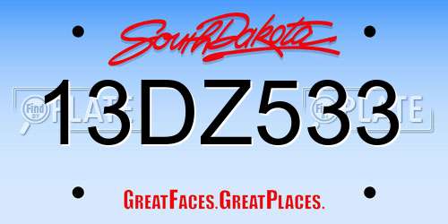 13DZ533 South Dakota License Plate