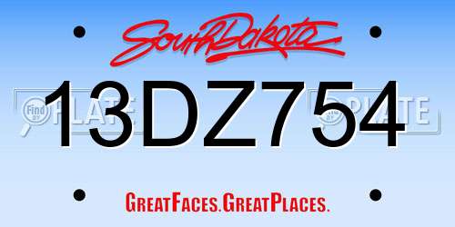 13DZ754 South Dakota License Plate