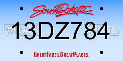 13DZ784 South Dakota License Plate