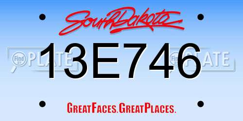 13E746 South Dakota License Plate