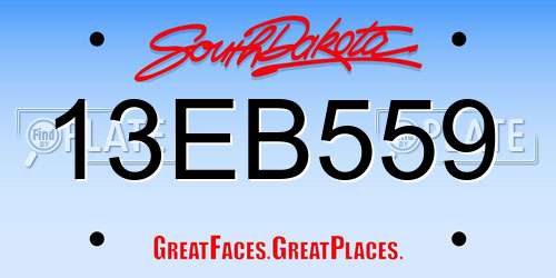 13EB559 South Dakota License Plate
