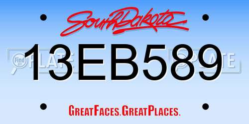 13EB589 South Dakota License Plate