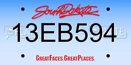 13EB594 South Dakota License Plate