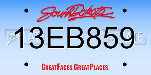 13EB859 South Dakota License Plate