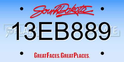 13EB889 South Dakota License Plate