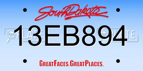 13EB894 South Dakota License Plate