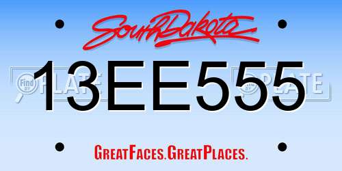 13EE555 South Dakota License Plate