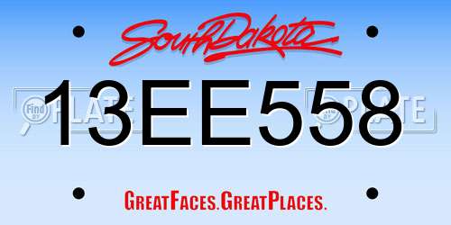 13EE558 South Dakota License Plate