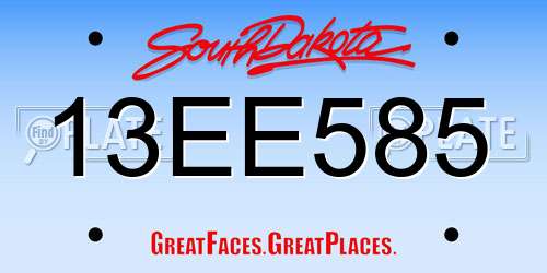 13EE585 South Dakota License Plate