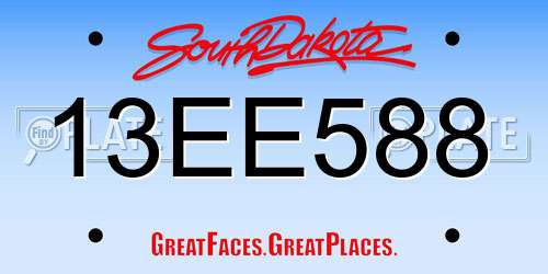 13EE588 South Dakota License Plate