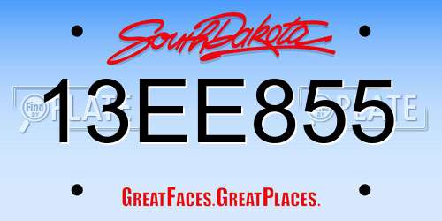 13EE855 South Dakota License Plate