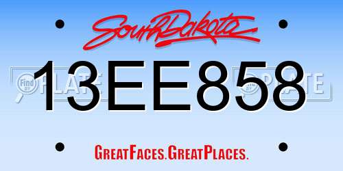 13EE858 South Dakota License Plate