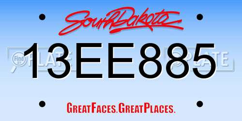 13EE885 South Dakota License Plate