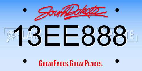 13EE888 South Dakota License Plate