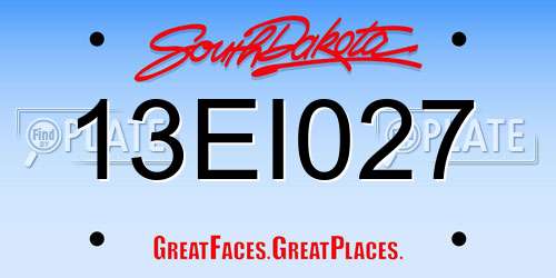 13EI027 South Dakota License Plate