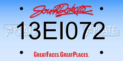 13EI072 South Dakota License Plate