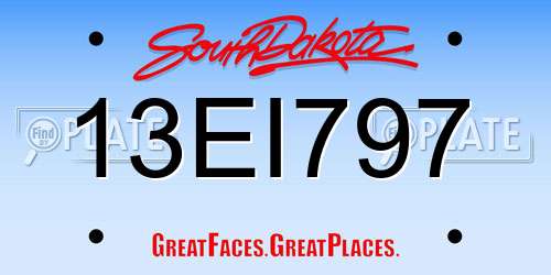 13EI797 South Dakota License Plate