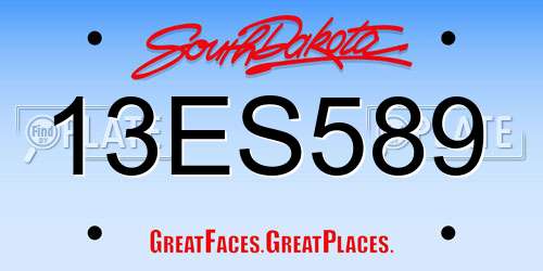 13ES589 South Dakota License Plate