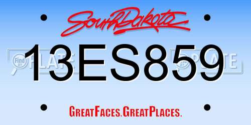 13ES859 South Dakota License Plate