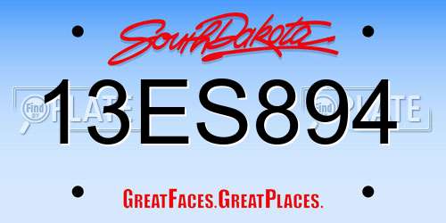 13ES894 South Dakota License Plate