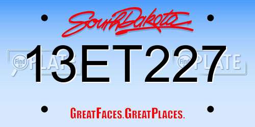 13ET227 South Dakota License Plate