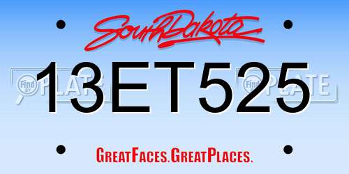 13ET525 South Dakota License Plate