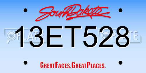 13ET528 South Dakota License Plate