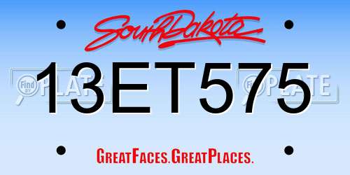 13ET575 South Dakota License Plate